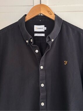 Farah Men’s Size XL Slim Fit Long Sleeve 100% Cotton Button Down Shirt